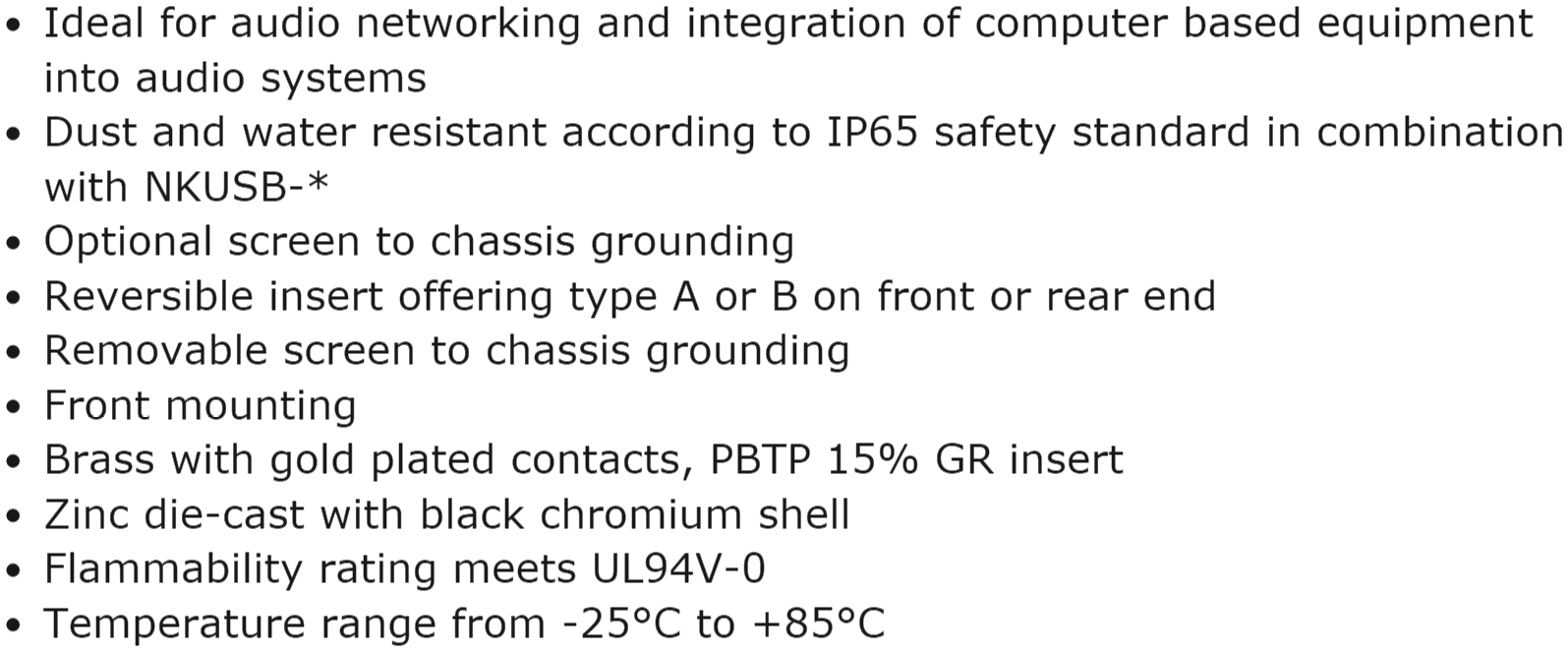 מחברים קונקטורים מתאמים לפנל נויטריק NEUTRIK USB 3.0 NAUSB3 NAUSB3-B